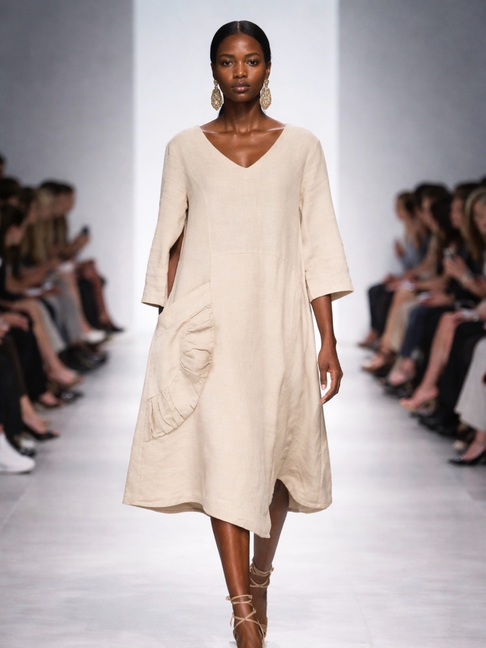 ❤️ NWOT Cream A-Line Maxi Cotton 
Dress with Asymmetrical …
